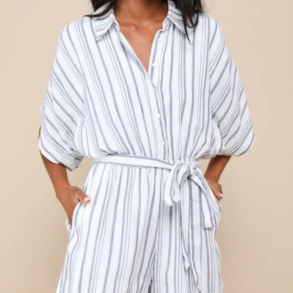 Lulu's Striped Button-Up Jumpsuit